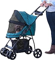 Pet Gear Happy Trails Lite No-Zip Pet Stroller for Cats & Dogs - Zipperless Entry, Panoramic View, Easy Fold, 25 lbs (Juniper)
