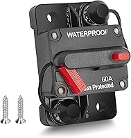 REDWOLF 60A Waterproof Circuit Breaker Manual Reset Switch for Trolling Motor Boat Marine ATV Solar DC 12V-48V