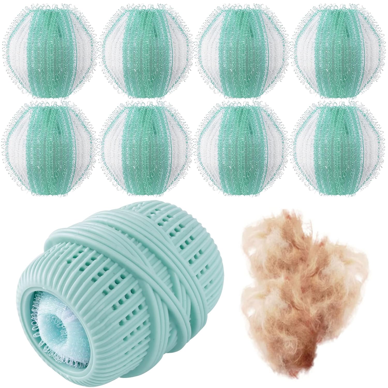 8PCS Pet Hair Remover and Laundry Ball Set Reusable Dog Hair Remover for Laundry Lint Catcher Laundry Ball