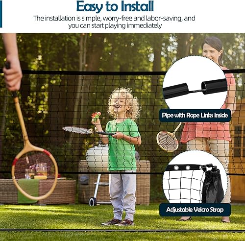 Miniatura 3 de Juego de red de pickleball portátil, red de pickleball de bádminton de 20 pies, juego de red de voleibol todo en uno para niños, red de voleibol