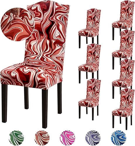 Vista 83 de Juego de 6 fundas para silla, fundas elásticas para sillas de comedor, extraíbles y lavables, para sillas de comedor, hotel, ceremonia, color gris