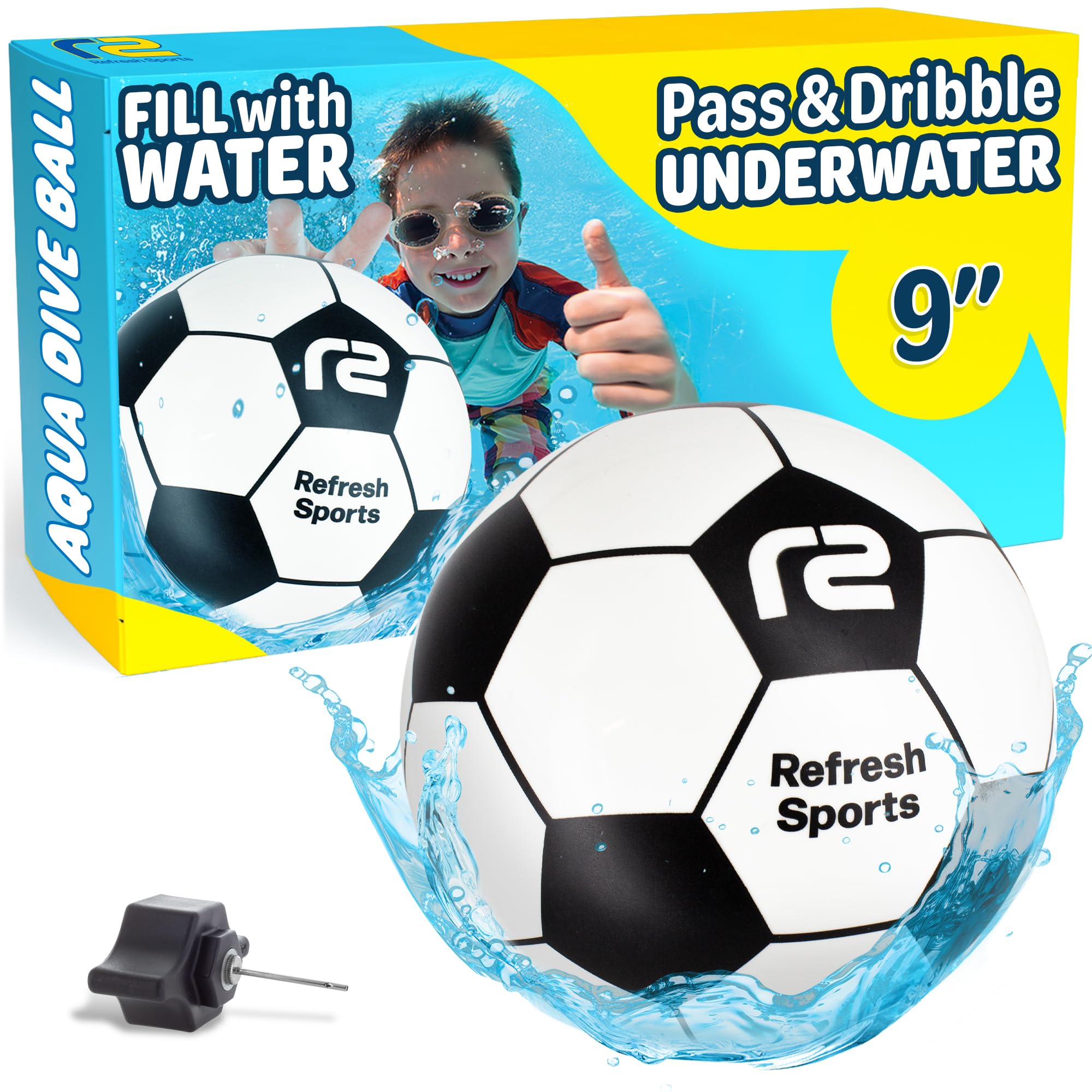 Aqua Dive Soccer Ball – Fun Underwater Pool Toys for Ages 8-12 + – Best Pool Games Outdoor Ball Game for Kids – Water Toys for Kids Summer Parties & Watermelon Beach Games – Fun Gifts For Boys & Girls