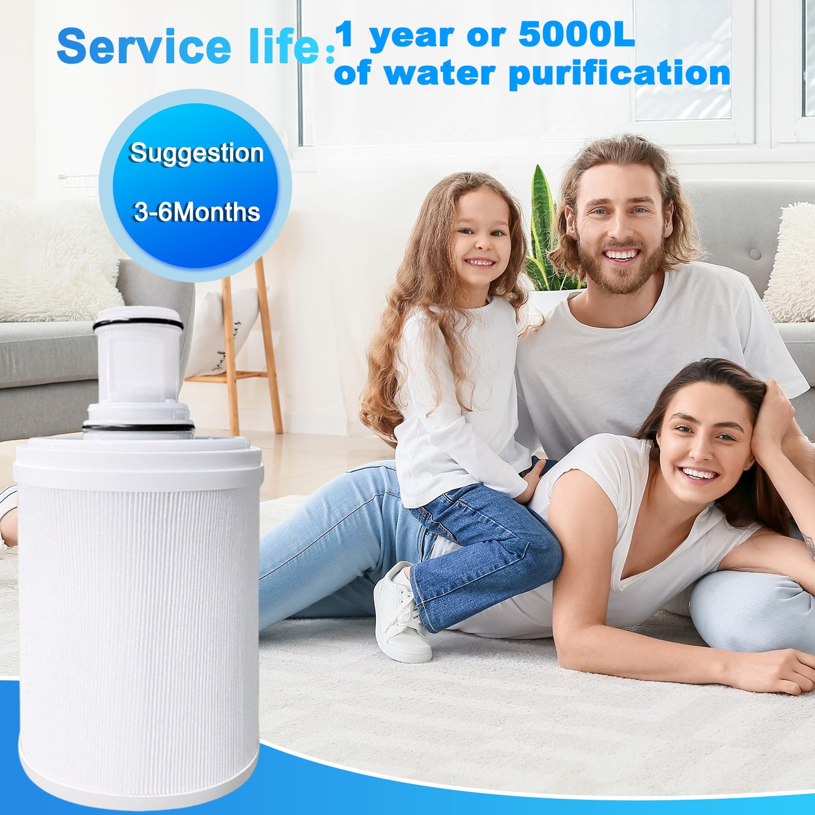 1 paquete de 100186 filtro de agua de repuesto compatible con cartucho de filtro de agua Amway Espring 100186, caja de cartucho de carbón activado UV con prefiltro, filtración de alta eficiencia que