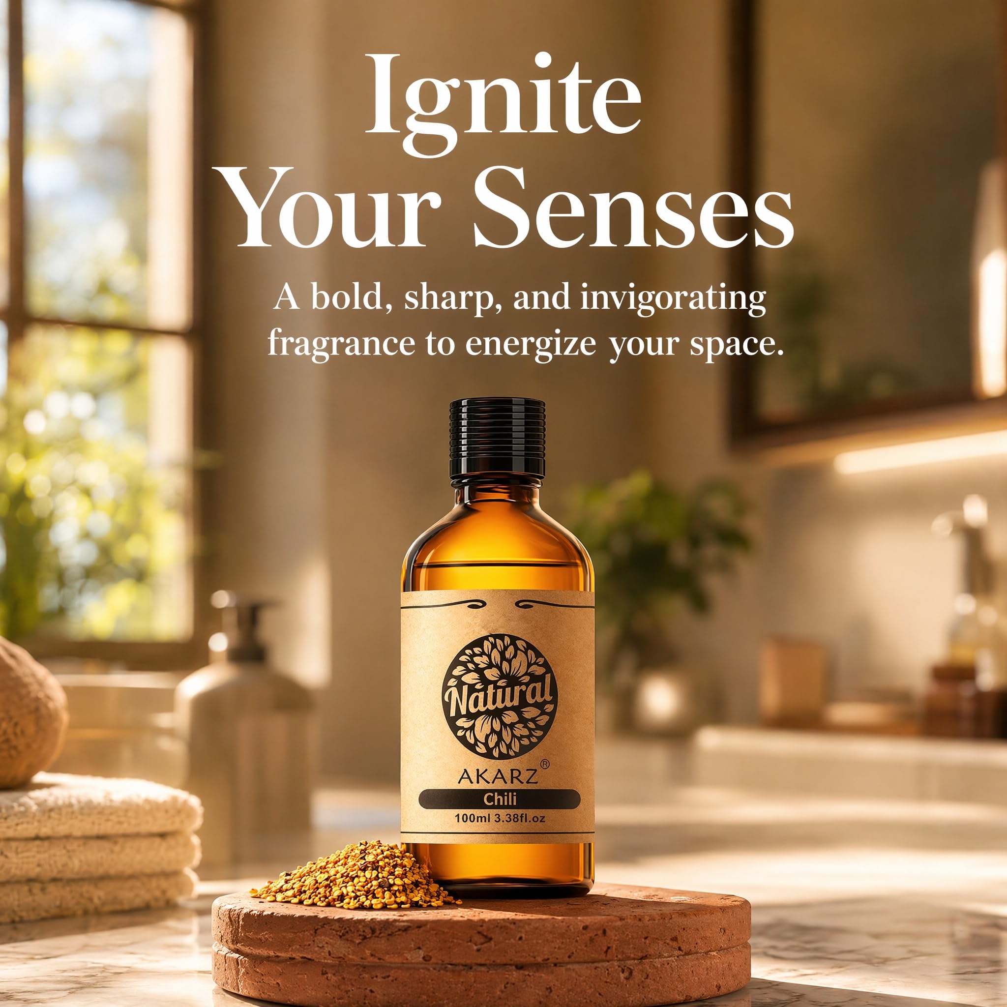 AKARZ 100ml Olejek esencjny z Chili - Naturalny olejek aromatyczny do dyfuzorów, lamp aromatycznych i aromatów pomieszczeń