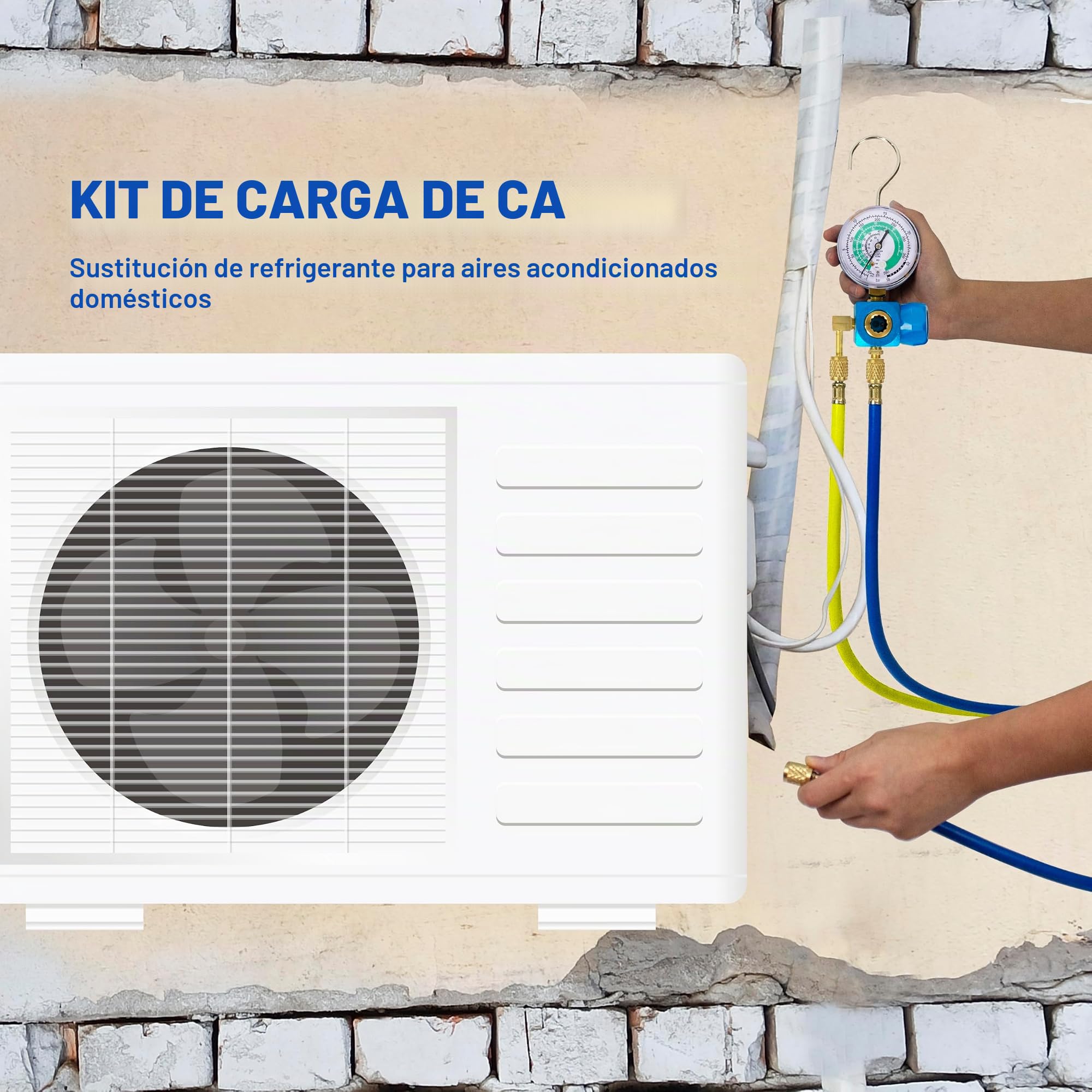 BACOENG Bomba de Vacío con Manometros Aire Acondicionado, Kit Carga Aire Acondicionado Ideal para R134a R410A R407C