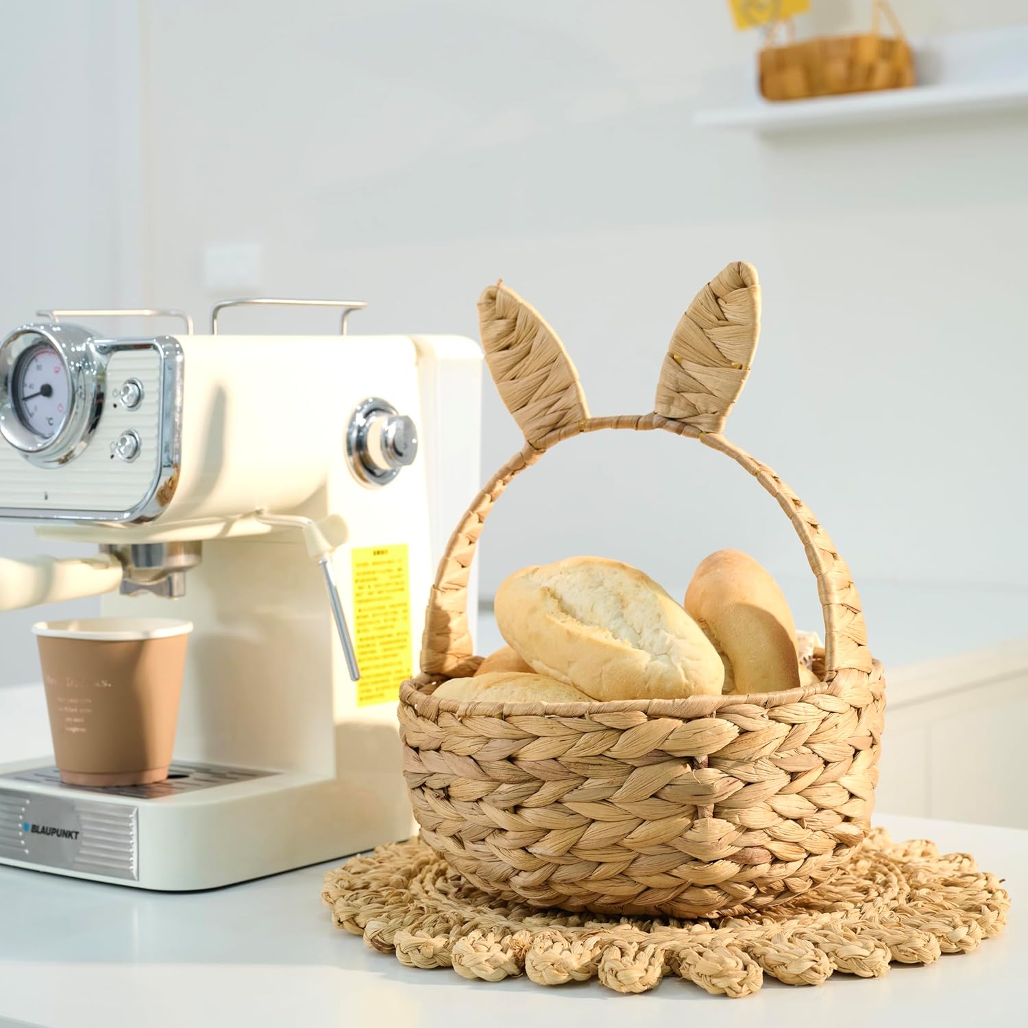 NAYA Easter Bunny Basket Set of 3 – Handwoven Water Hyacinth Rabbit Baskets for Kids, Cute Easter Gift Basket, Toy Storage, Home Decor (14.2 x 5.9 x 18.5 in, 11.8 x 4.7 x 15.8 and 9.5 x 3.9 x 11.8 in)