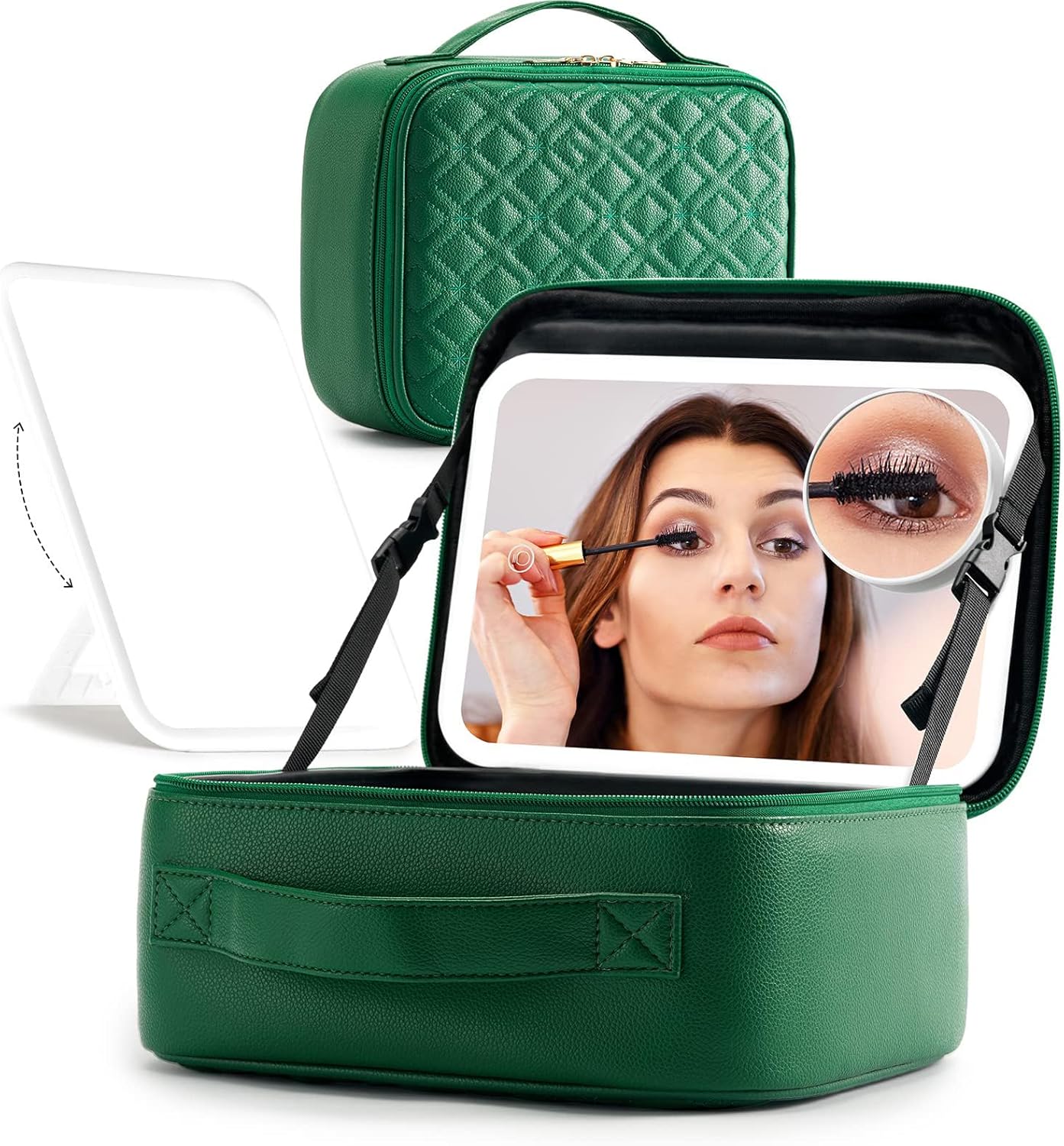Gudmuzic Makeup Bag with Mirror Led Light, Detachable