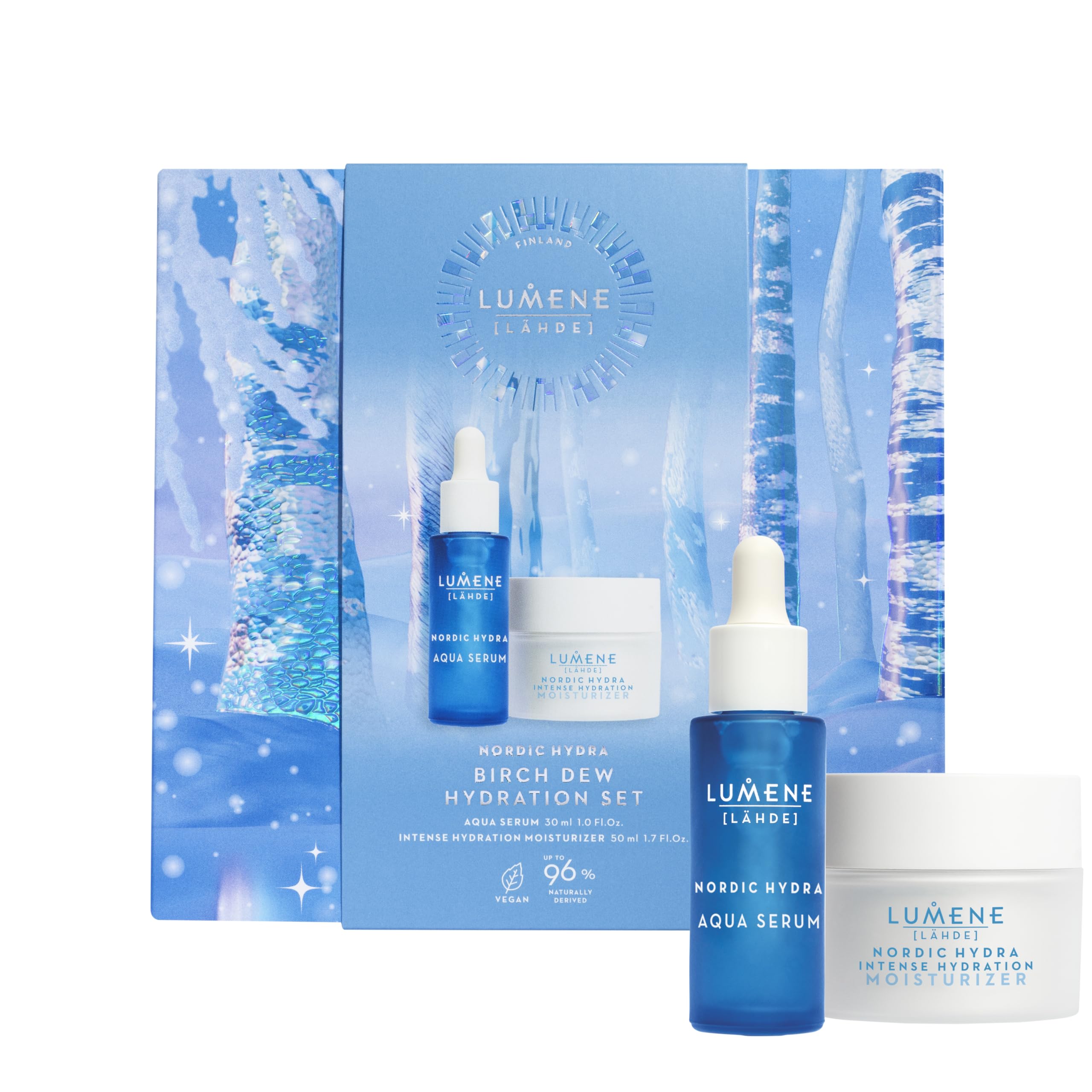 LumeneBirch Dew Hydration Gift Set - Holiday Skin Care Set with Hydrating Facial Moisturizer & Face Serum Enriched with Arctic Spring Water & Hyaluronic Acid - Suitable for All Skin Types (2 Count)