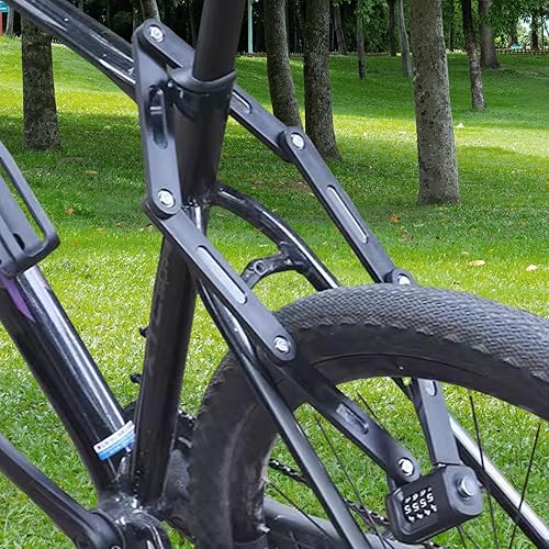 Miniatura 6 de Candado plegable para bicicleta de 35 pulgadas con kit de soporte de montaje, combinación de 4 dígitos para bicicletas, scooters eléctricos,