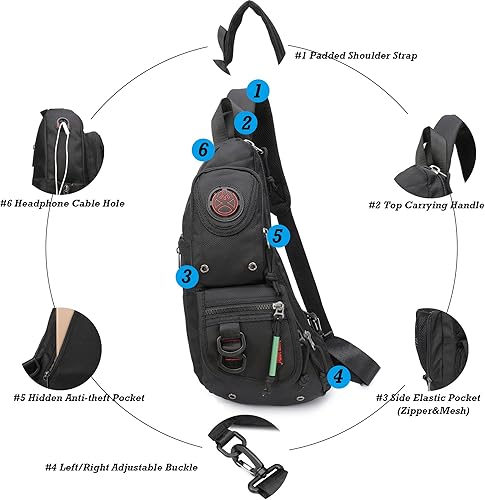 Miniatura 3 de Mochilas de eslinga, bolsas de pecho con bandolera para hombres, mujeres, viajes al aire libre, Mochilas Sling