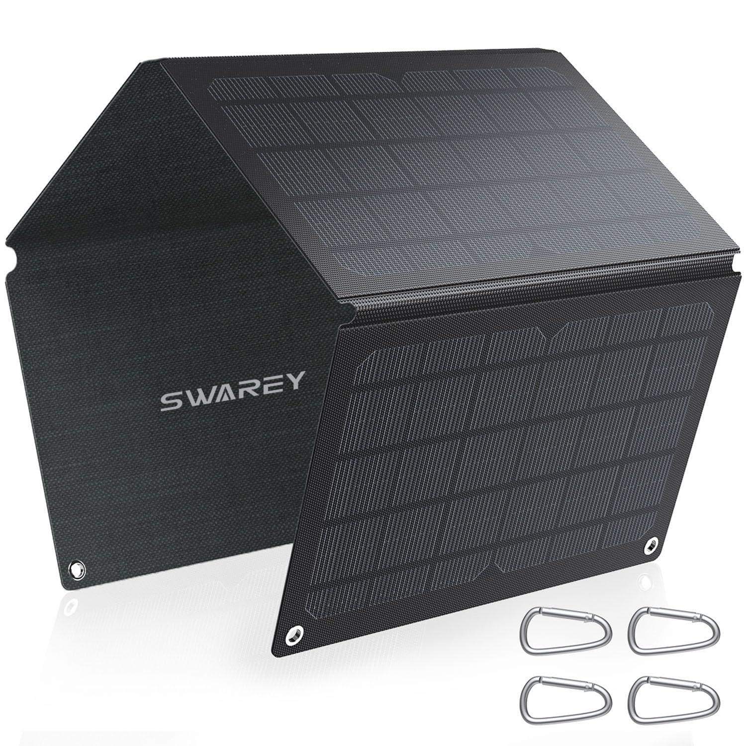 SWAREY Portable Solar Panel 30W ETFE Monocrystalline Foldable Solar Charger with USB-A, USB QC 3.0, Waterproof Solar Panel Kit for Smartphone Tablet Camera Powerbank and Camping Travel