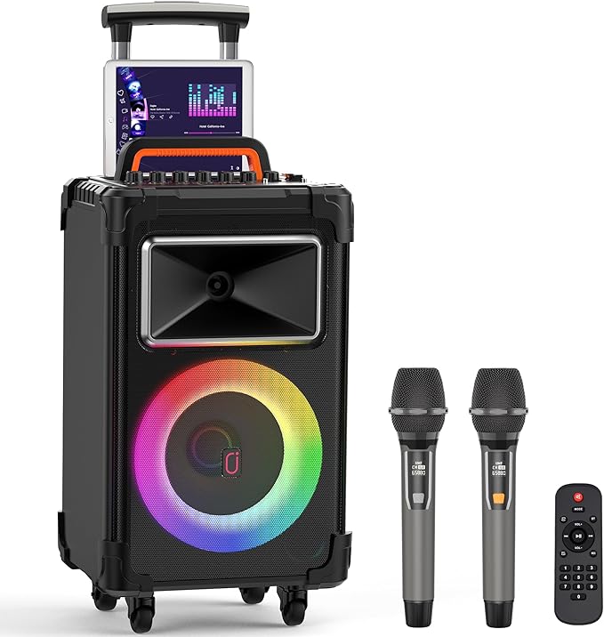 Cassa Karaoke JYX Con 2 Microfoni - Sistema Audio Bluetooth, Luci LED, Supporto TF/USB/AUX/TWS, Per Feste E Eventi - Foto 8