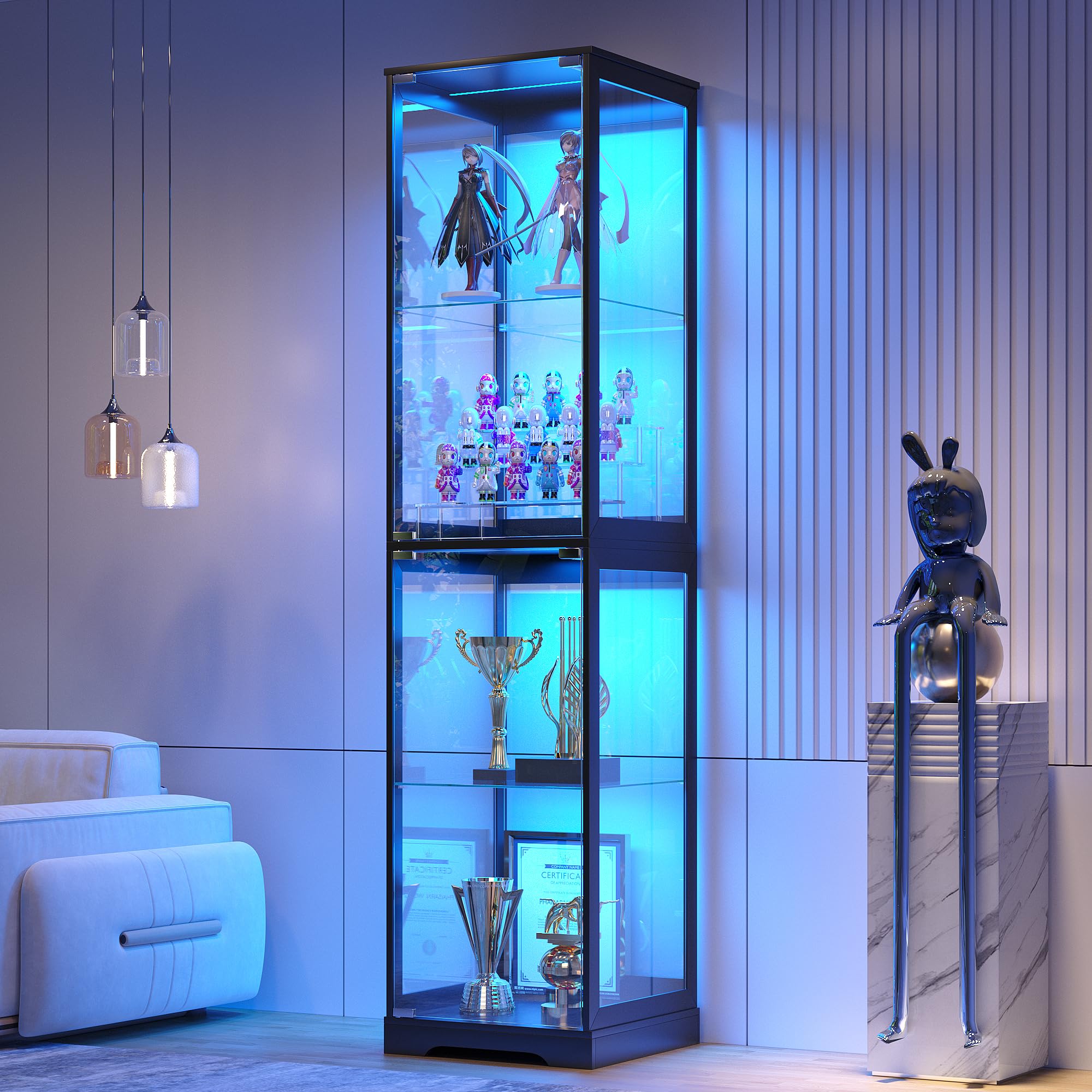 FREDEES Vitrine mit Türen und verstellbaren Einlegeböden, 76