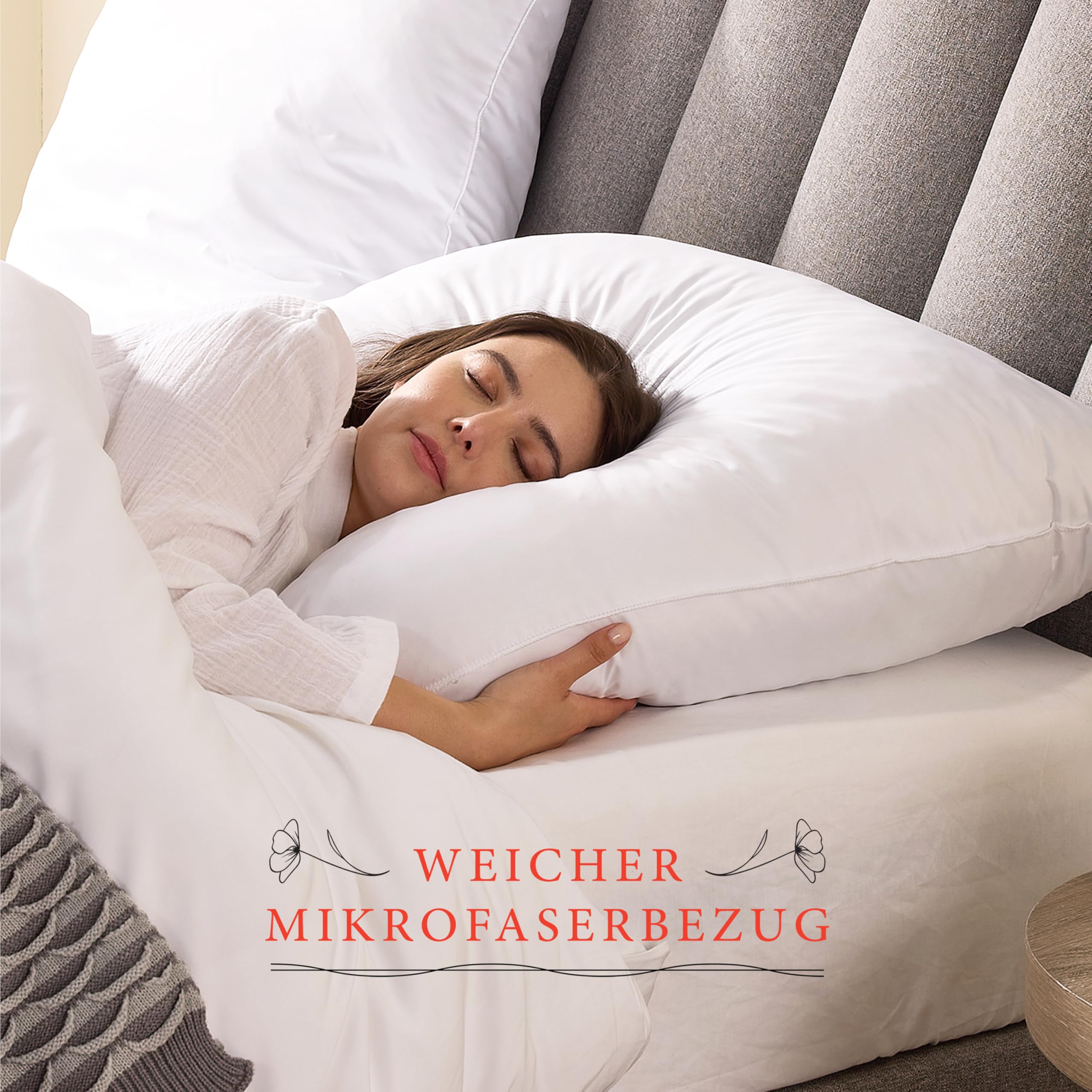 Pullman Kopfkissen 80x80 cm – 2er Set Hotelqualität Mikrofaser Kissen für Nackenschmerzen, Bequemes Allergiker Schlafkissen mit 1000 g Füllmaterial, Oeko-Tex zertifiziertes Bett Kissen (80 x 80)