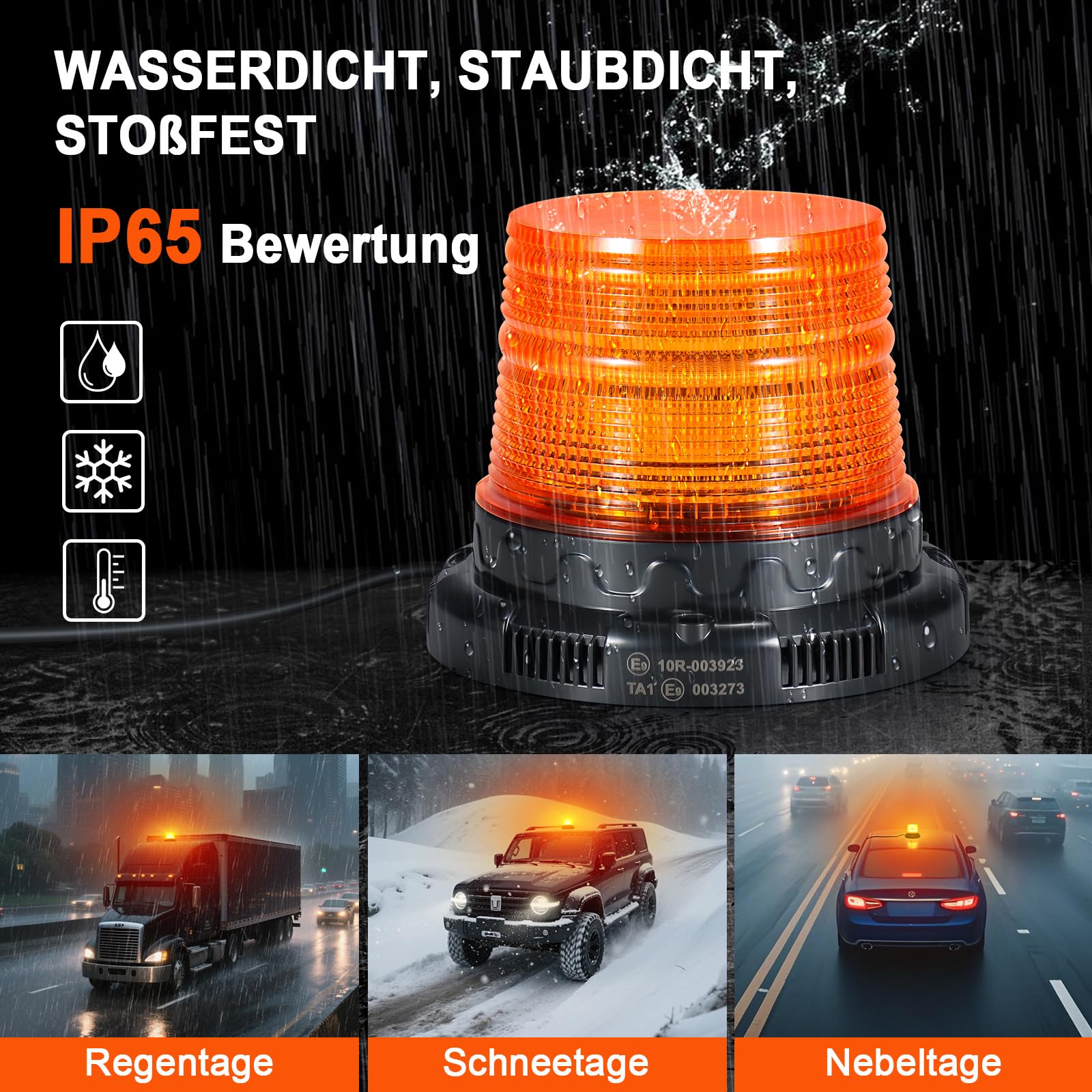 AnTom Rundumleuchte 12V 24V Gelb LED Magnet mit Sprachalarmfunktion Warnleuchte 3-Meter-Kabel und Doppel-Schalter für Lkw, Traktor, SUV, Golfwagen, Notfallfahrzeuge und Baustellen