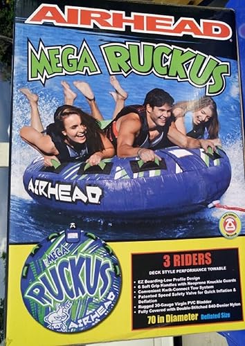 Miniatura 3 de Airhead Mega Ruckus - Tubo remolcable para 1-3 para navegación y deportes acuáticos, remolque Kwik-Connect, cubierta de nailon de doble costura y