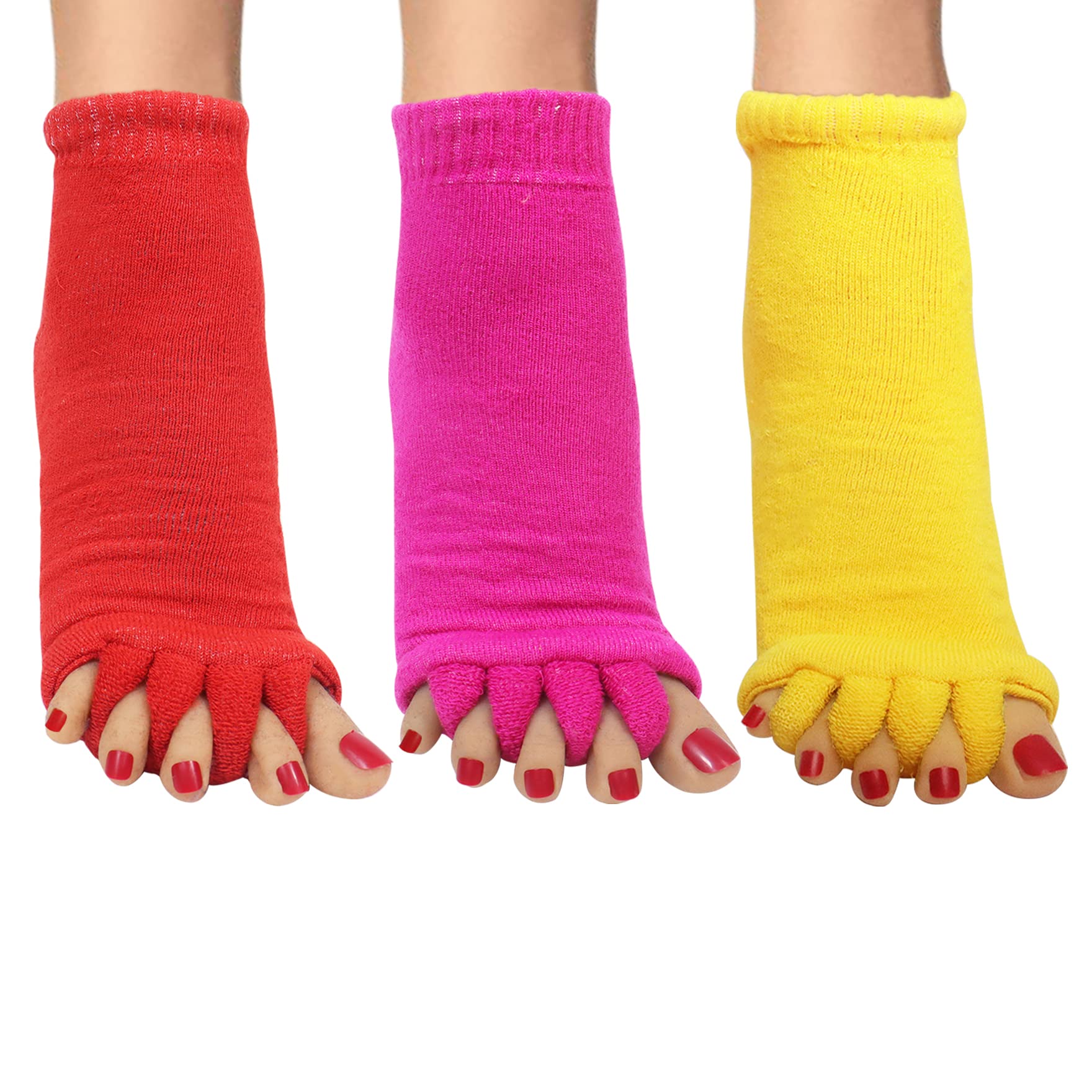 KlmnopWomen Yoga Sports GYM Five Toe Separator Socks Toe Separator Socks Foot Alignment Socks 3pair