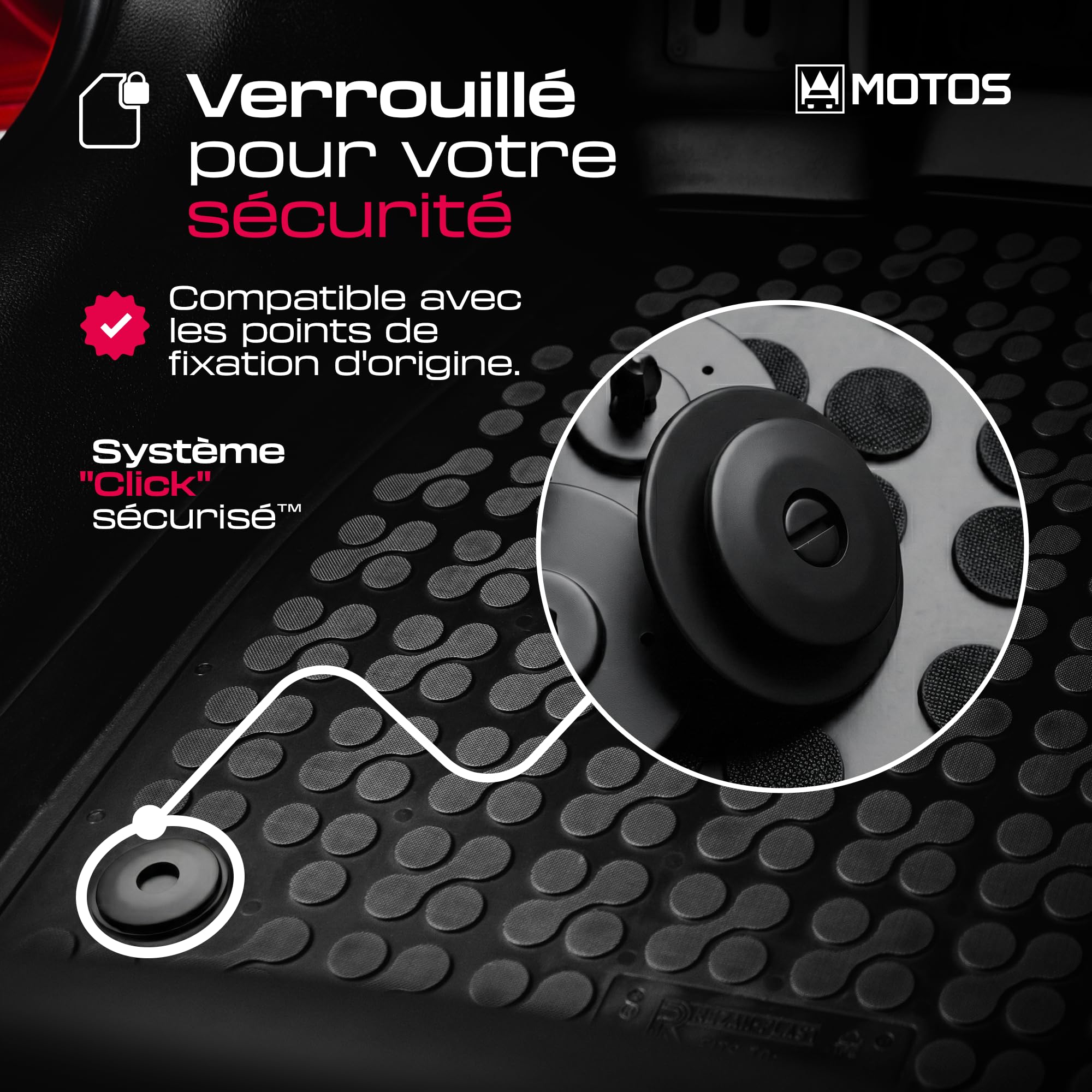 MOTOS Tapis de Voiture en Caoutchouc pour Citroen Berlingo III Depuis 2018 Améliorez Votre Confort de Voyage avec Le Tapis antidérapant pour Voiture - Tapis de Sol pour Voiture Tous Temps, Protection