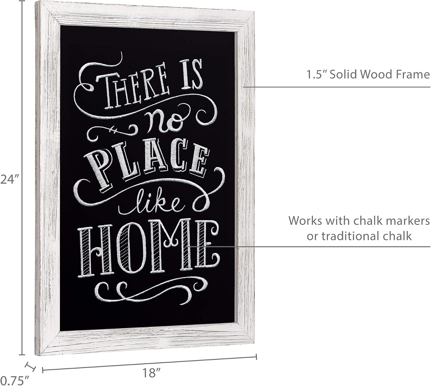 Barnyard Designs Rustic Distressed Whitewashed Magnetic Wood Framed Chalkboard Sign, Vintage Farmhouse Wall Hanging Display, Use Liquid or Traditional Chalk, for Menu, Kitchen, or Wedding, 18" x 24"