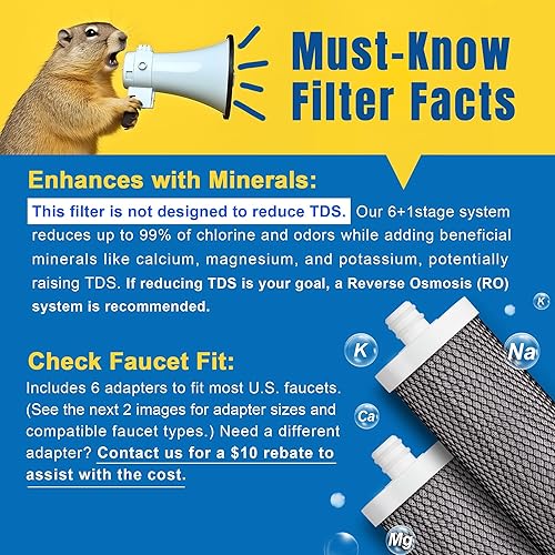 Miniatura 2 de LCF Filtro de agua alcalino para encimera, filtro de agua de acero inoxidable mejorado de 6 etapas para grifo de fregadero, reduce los metales