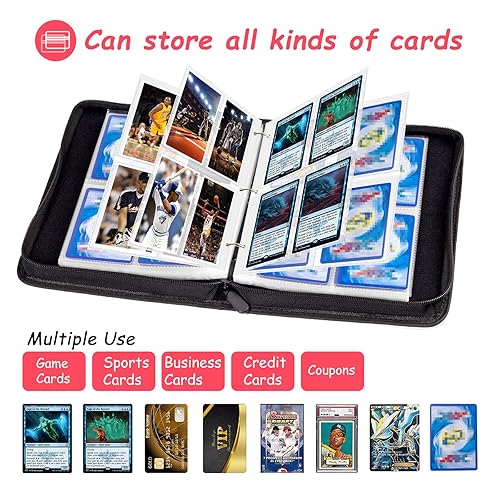 Miniatura 5 de Carpeta de tarjetas de 4 bolsillos para carpeta de tarjetas intercambiables 400 bolsillos carpeta de colección de juegos de cartas comerciales