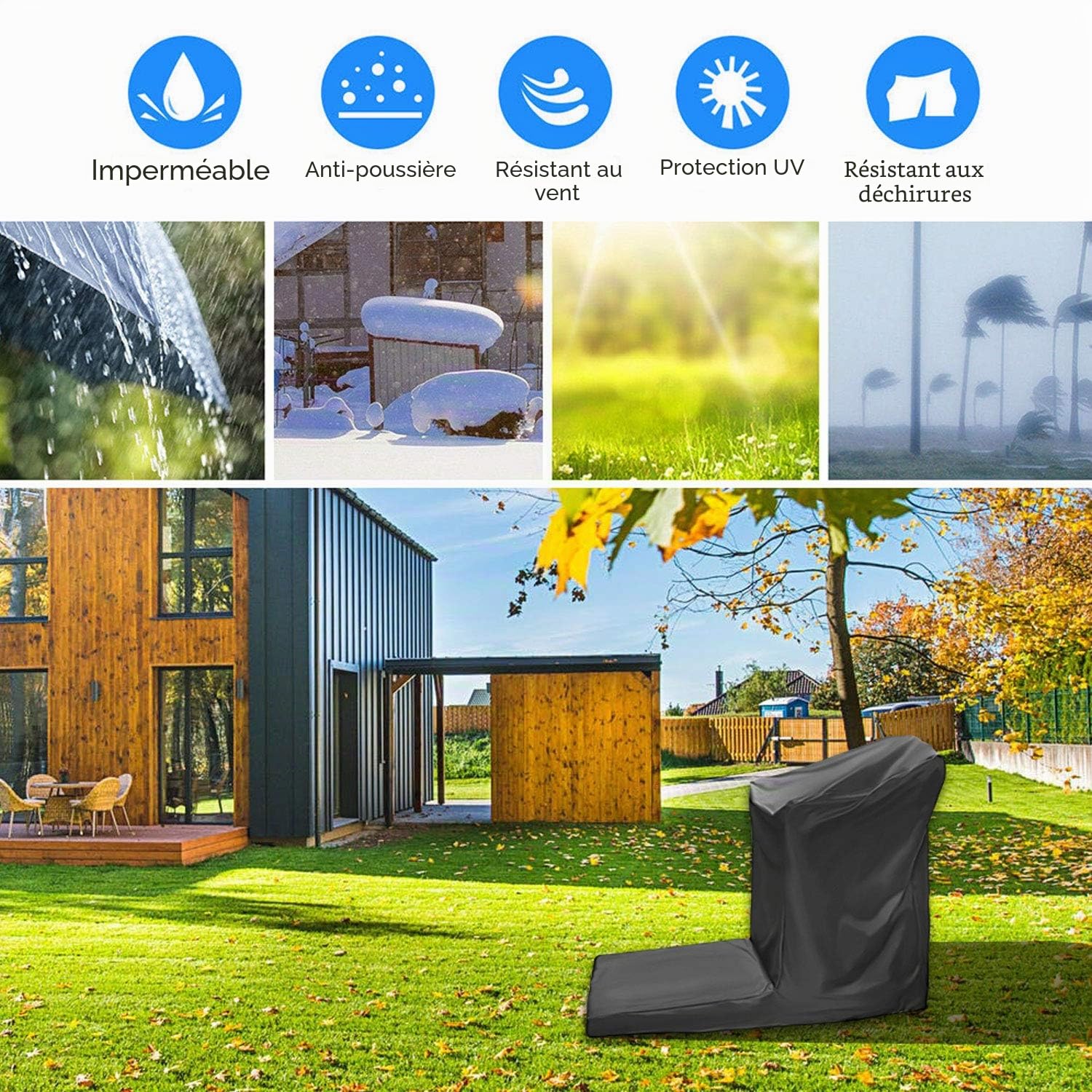 Housse de tapis de course pliable avec fermeture éclair, housse étanche à la poussière, ajustement universel, convient pour une utilisation en intérieur ou en extérieur