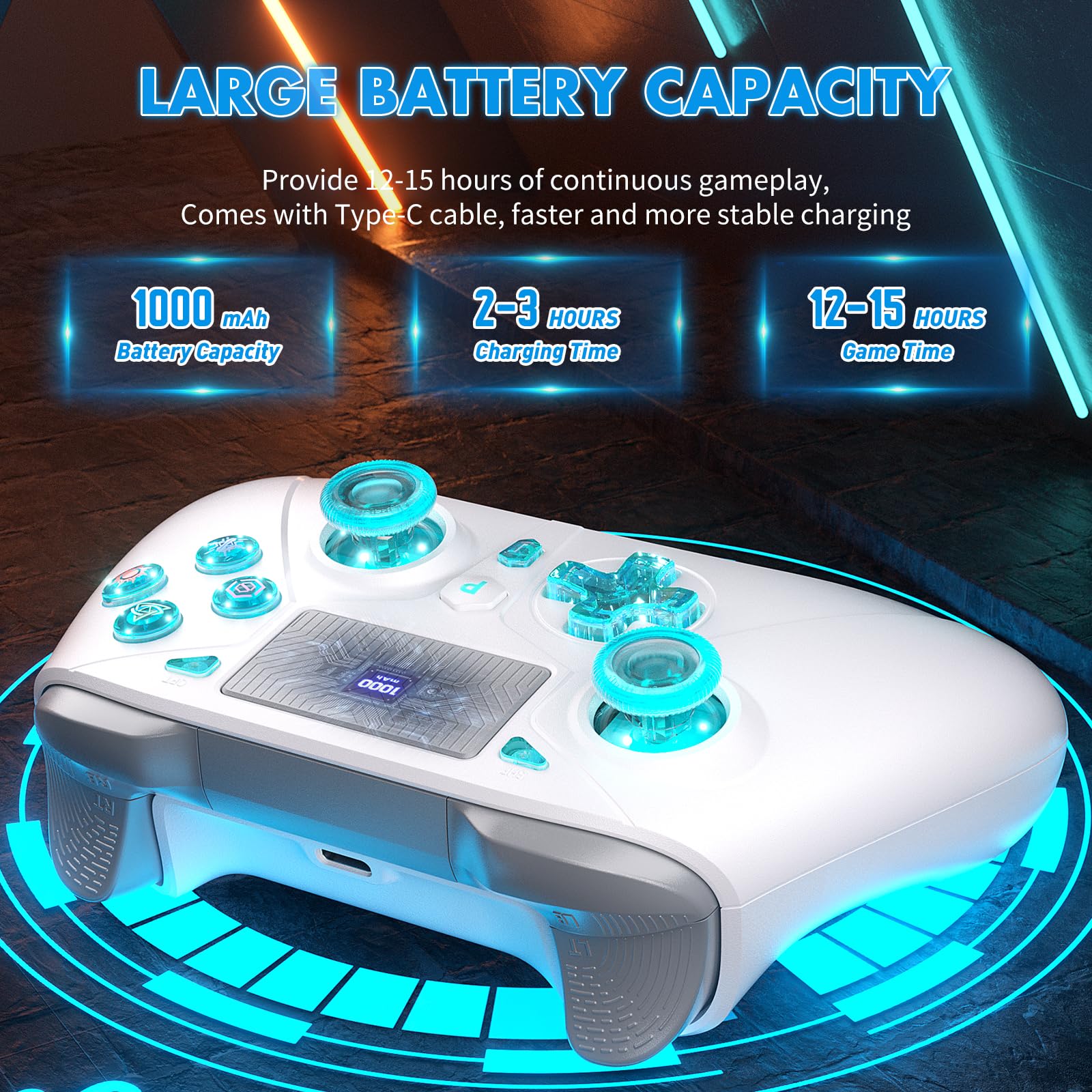 Wireless per controller PS5, compatibile con PS5/PS4/PC/iOS/Switch, batteria 1000mAh, Turbo regolabile, vibrazione Dual Shock, sensore di movimento a 6 assi, jack per cuffie da 3,5 mm per controller
