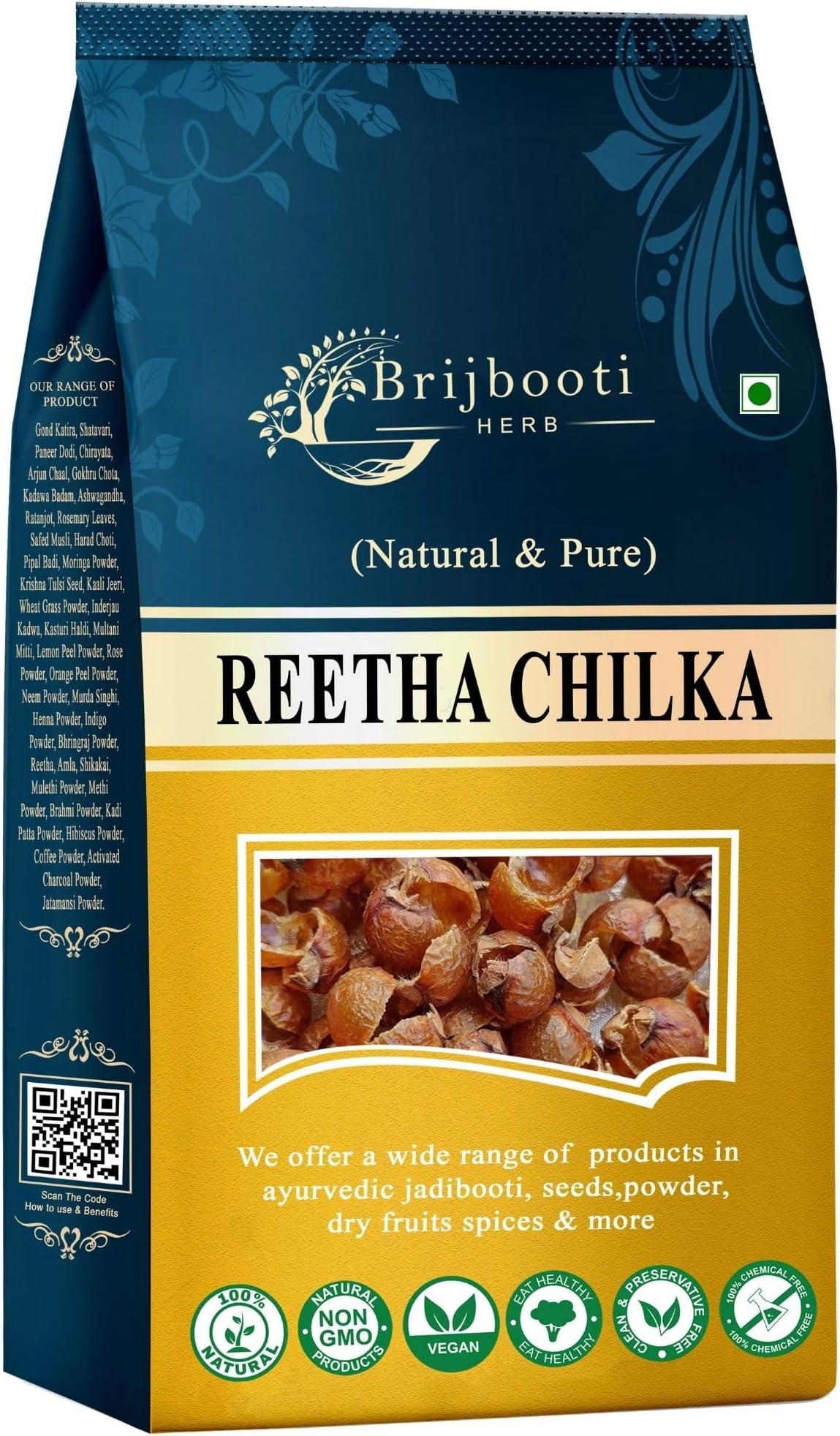 BrijBooti Sabut Reetha Without Seed/Seedless Soap Nuts For Normal Hair 800 Gram Natural