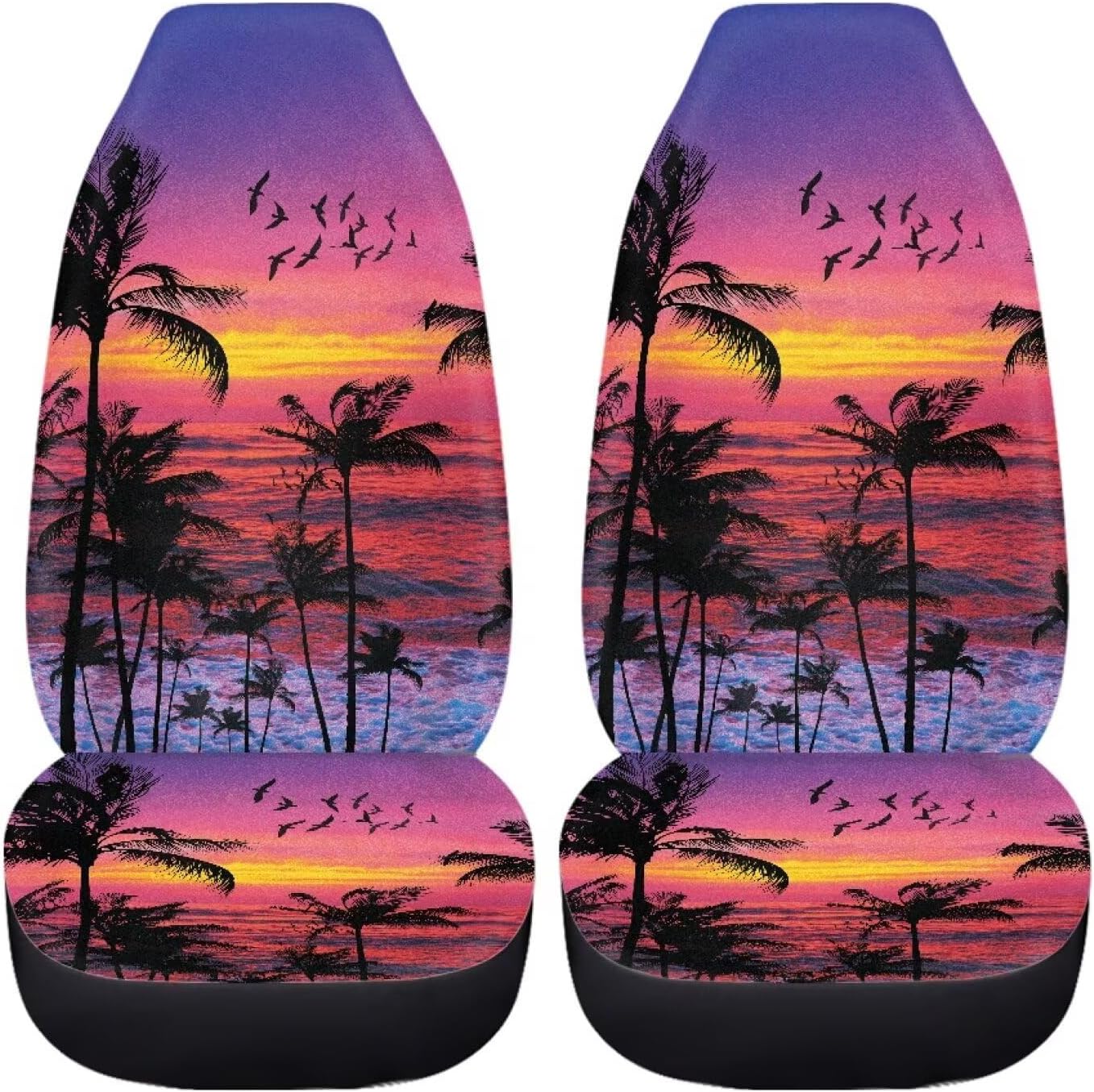 Dreaweet Palm Tree Sunset Seat Covers for Cars Front Seats Only 2 Piece Hawaiian Tropical Car Accessories Interior Breathable Universal Bucket Seat Covers Easy to Install image 4
