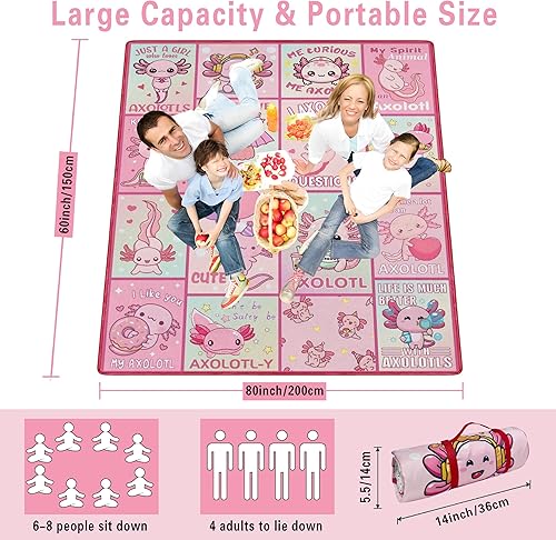 Miniatura 72 de Manta de picnic extra grande impermeable plegable (80 x 80 pulgadas), manta de playa impermeable a prueba de arena, 3 capas para el aire libre