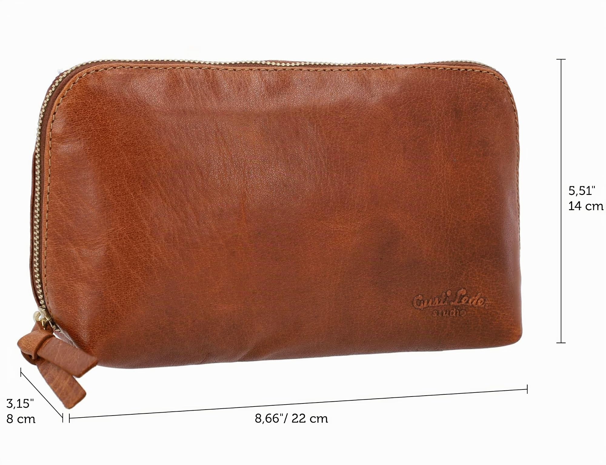 Gusti Neceser De Cuero para Mujer Eli – Neceser para Hombre De Cuero – Bolsa De Aseo Compacta De Cuero De Búfalo Beauty Case Marrón para Viajes Y Uso Diario