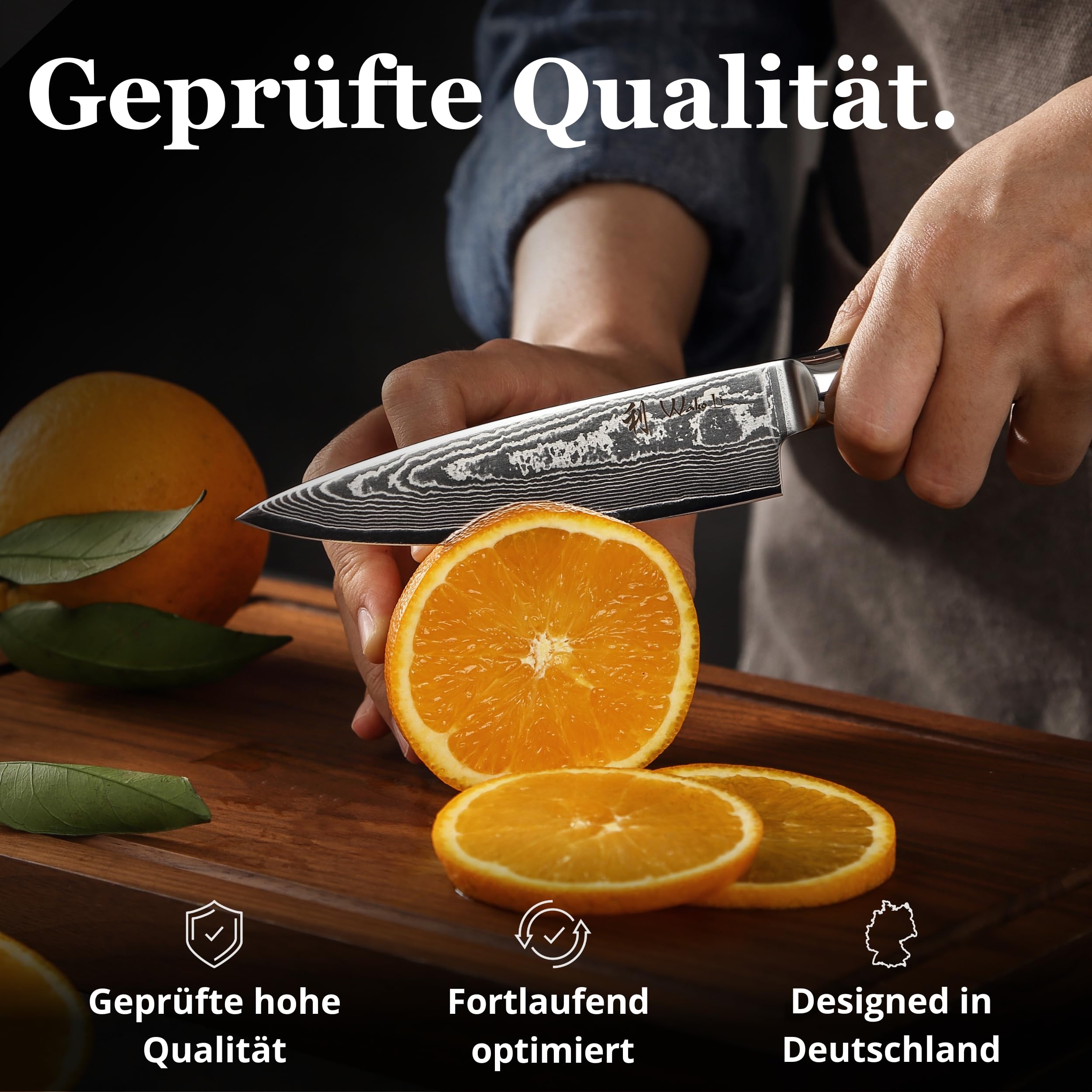 Wakoli EDIB Essentials 2-teiliges Messerset, Chefmesser, Santoku, VG10 Kern | 67 Lagen Damaststahl, kompakte 12 und 13 cm Klingen, Pakkaholzgriffe, Geschenkbox und Fingerschutz für feine Schneidarbeiten.