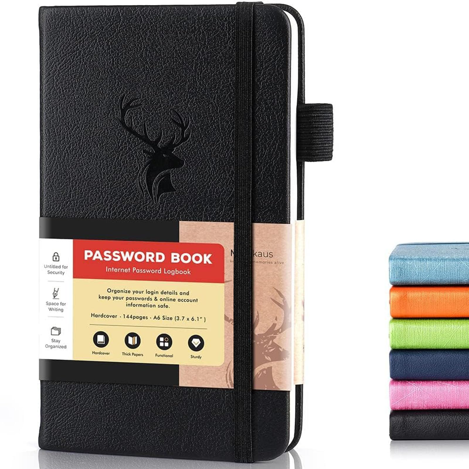 Password Book with Alphabetical Tabs Small Password Keeper with Extra Password Space to Change Password. Password Notebook for Home or Office for Internet Log In, 6.1 * 3.7in black small