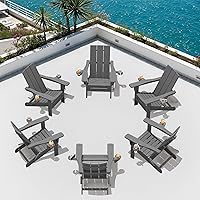 Vista 34 de SERWALL Juego de 2 sillas Adirondack modernas, sillas Adirondack plegables con portavasos dobles, sillas de plástico HDPE para exteriores para Negro
