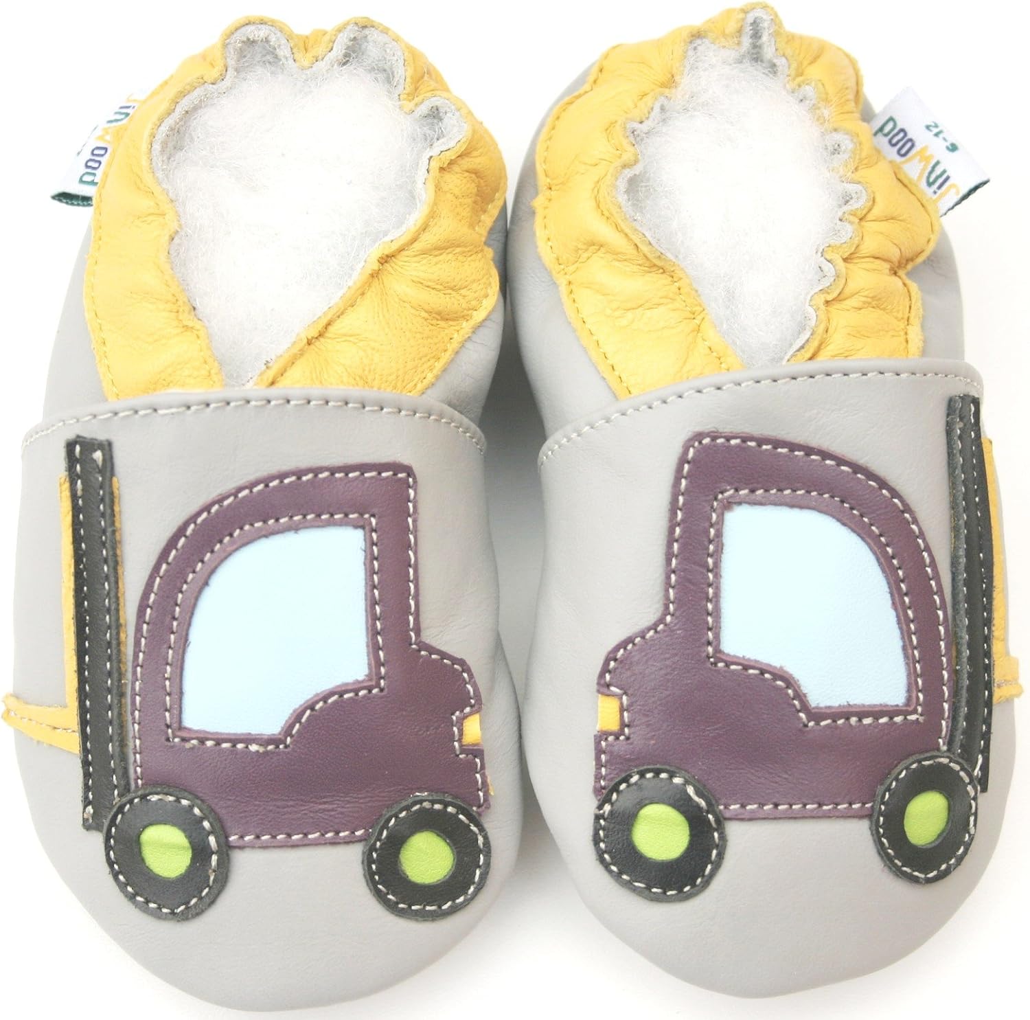 Jinwood Leather Baby Soft Sole Shoes Boy Girl Infant Children Kid Toddler First Walk Gift Folk lift grey 0-2Y