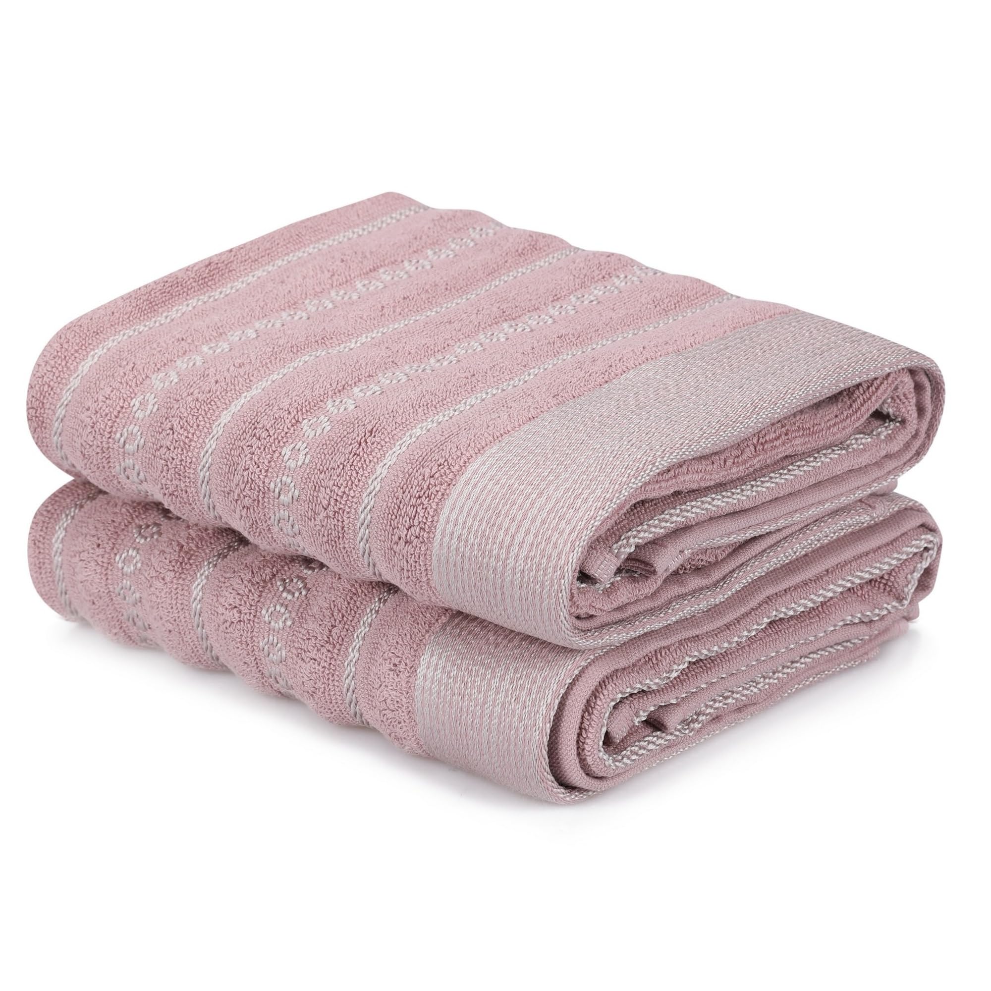 WELL HOME MOBILIARIO & DECORACIÓN Hand Towel Set (2 Piece) Pale Pink and Grey, Pink Stick Grey, 50x90
