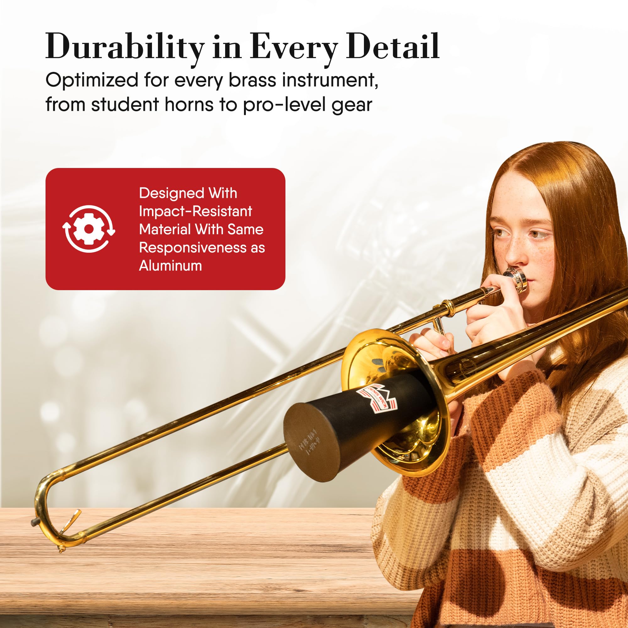 Denis Wick, Sordina Dritta Sintetica Denis Wick per Trombone, Modello 5572, Risonanza Calda e Risposta Equilibrata