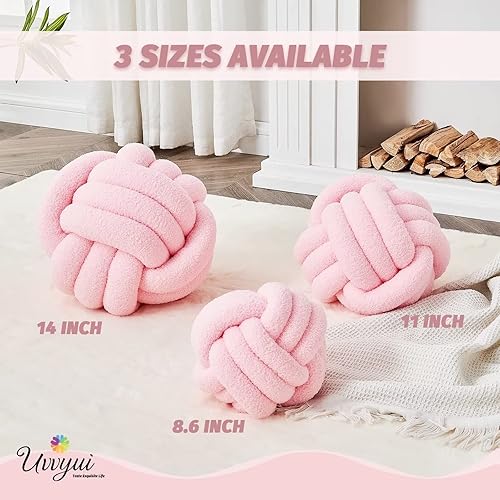 Miniatura 37 de Uvvyui Bola de almohada de nudo, almohadas decorativas suaves para el hogar, almohada redonda, almohada de felpa anudada hecha a mano, cojín redondo