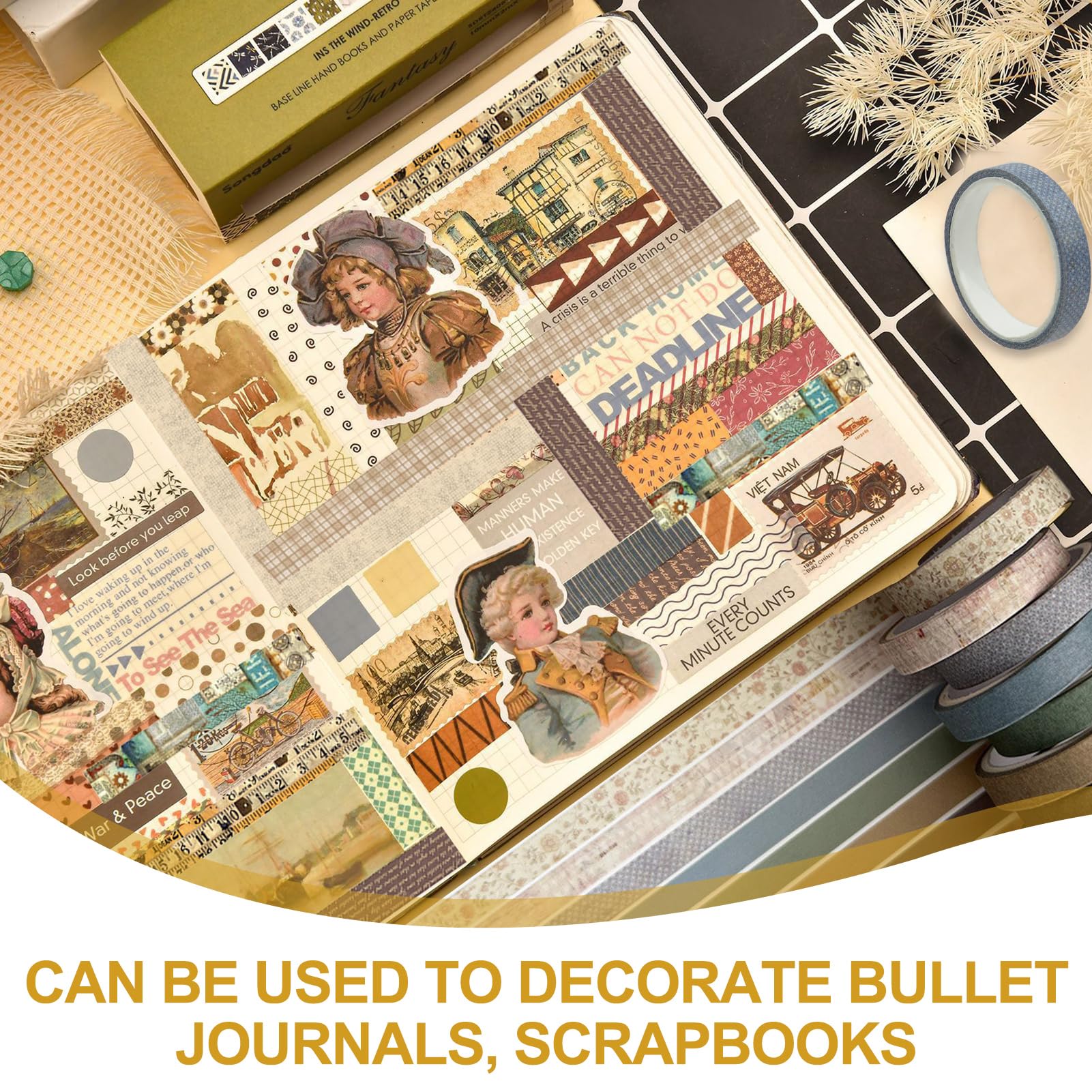 Nastro Washi Tape Vendemmia - 20 Rotoli Decorativi Per Scrapbooking E Fai-Da-Te - Foto 9