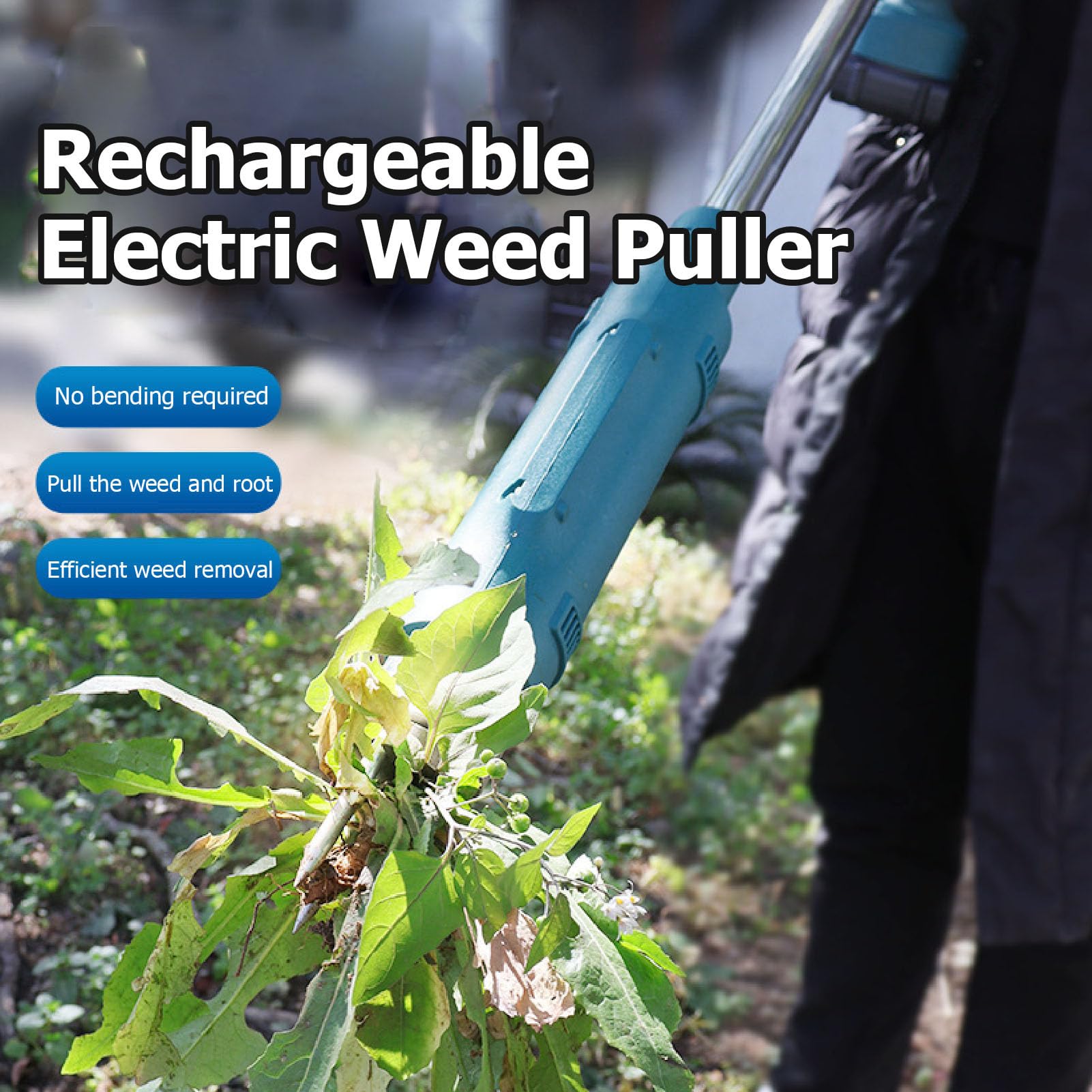 Eujgoov Estrattore Elettrico Senza Fili da 21 V, Tecnologia di Diserbo a Spirale Profonda da 6 Pollici Maniglia Regolabile per Prati Giardini Aiuole Marciapiedi (Spina europea)