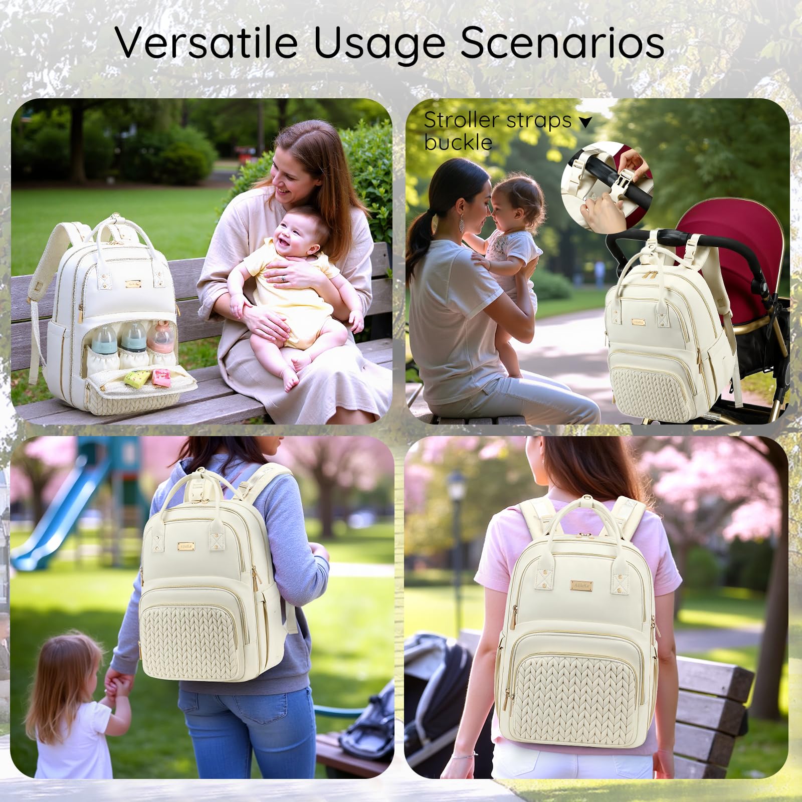AIJIEKE Mochila para pañales, bolsa de pañales impermeable multifuncional, bolsa de viaje para bebé con cambiador