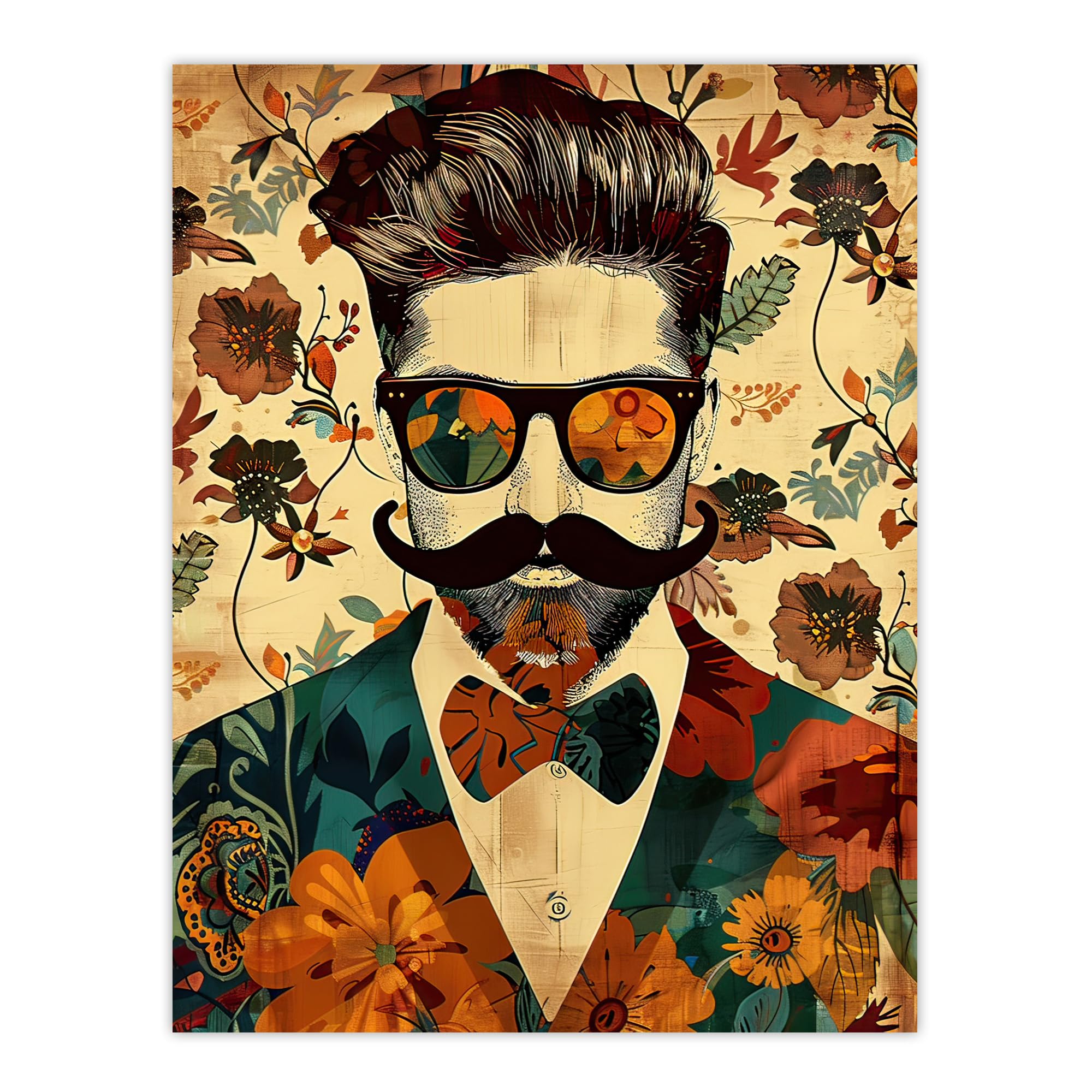 Artery8 Stylish Hipster Male Floral Fashion Pattern Living Room Extra Large XL Wall Art Poster Print