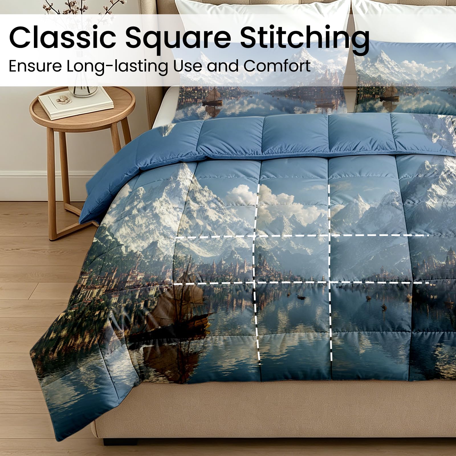 Generisch Waschbare Bettdecke Ohne Bezug 135x200 cm Schneebedeckte Berge