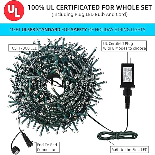 MZD8391 105FT 300LEDs Christmas Lights