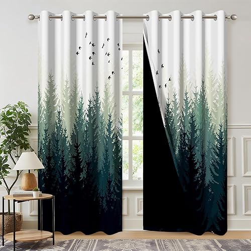 Miniatura 9 de Cortinas opacas de cascada con estampado 3D de ventana de paisaje natural, cortinas para sala de estar, panel de cortina de río con ojales aislados