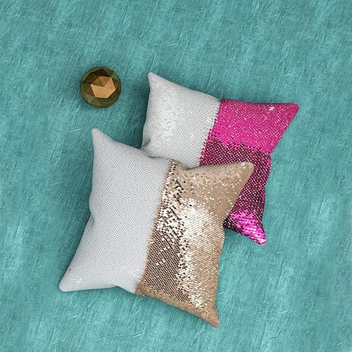 Miniatura 6 de JYFLZQ Fundas de Almohada de Lentejuelas para Sublimación en Blanco 16''x16'' - Juego de 2 Fundas de Cojín de Lentejuelas Reversibles con Efecto