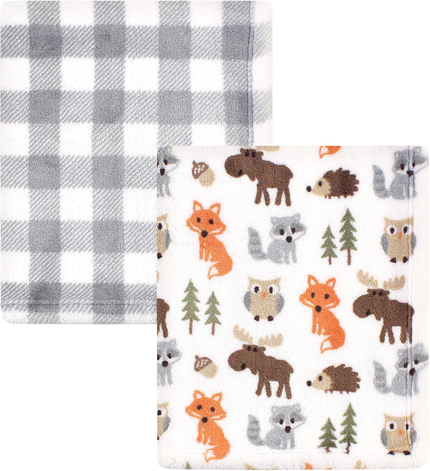 Hudson Baby Unisex Baby Cozy Plush Luxury Blankets 2pk, Pink Moose, One Size