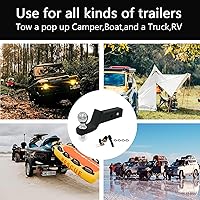 Vista 7 de Soporte de bola de enganche de remolque de 2 pulgadas con bola de remolque, clip de pasador de enganche y se adapta a receptor de enganche de 2