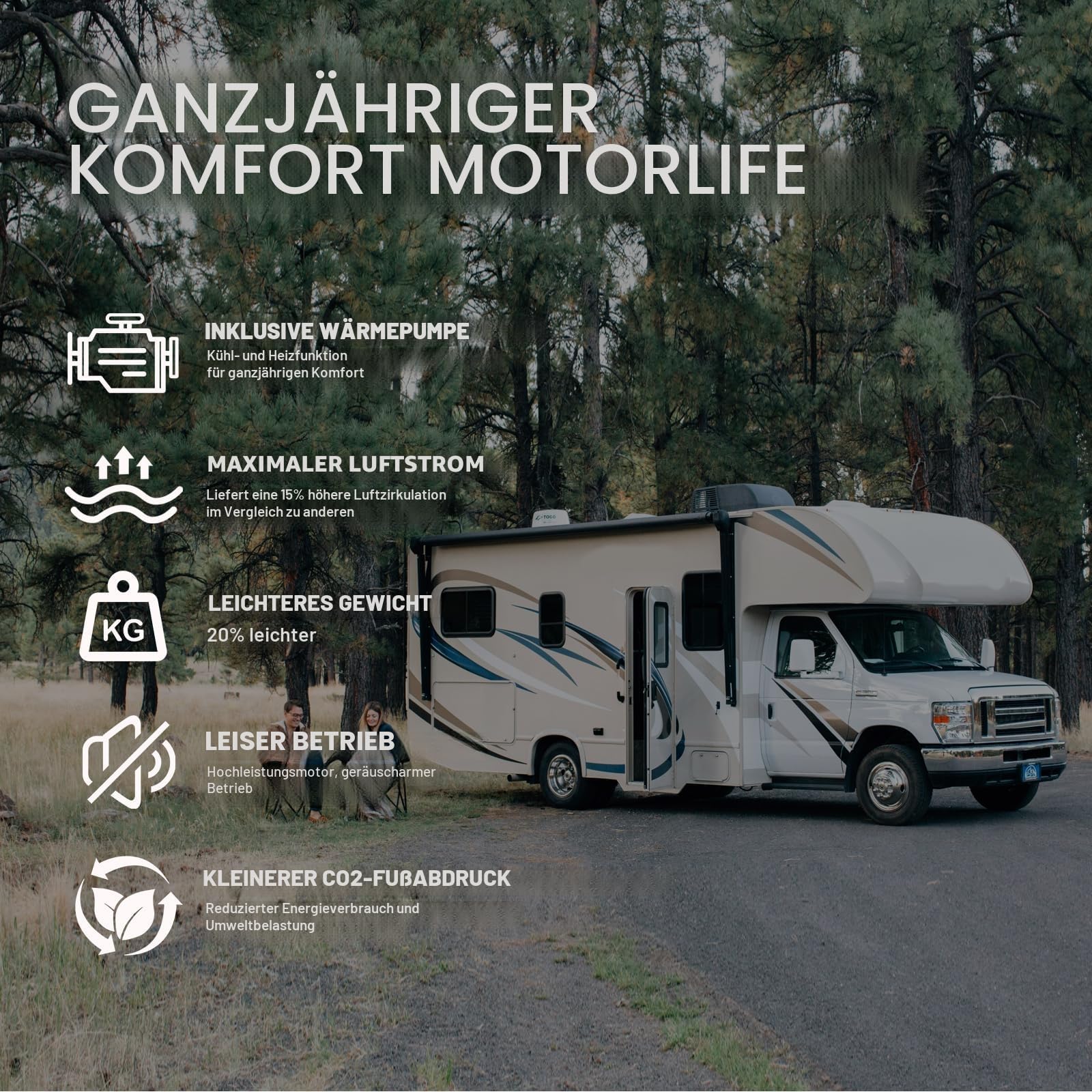 Condizionatore d'aria da tetto per camper, 12 V CC, raffreddamento silenzioso 11000 BTU e riscaldamento AC 3500 BTU, ventola a 3 velocità per camper, roulotte, camper e camion