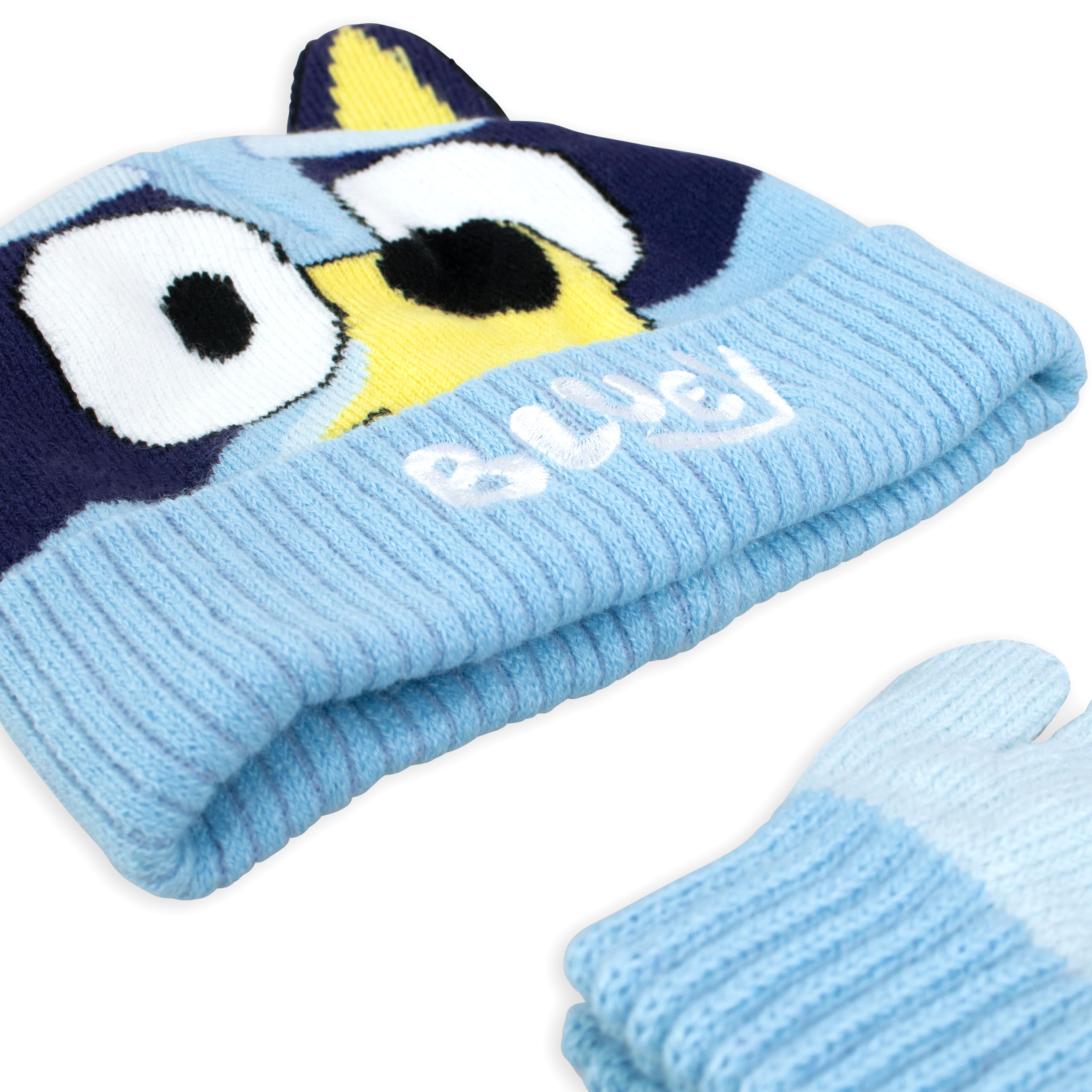 Bluey Conjunto de gorro y guantes para niños Gorro y guantes de invierno para niñas y niños | Mercancía oficial